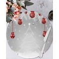 thumbnail image 1 of 15 Inch Round Placemats Set of 4, Grey Christmas Tree Non Slip Heat Insulation PP Table Mats, Xmas Balls Pine Needles Snowflake Washable Place Mats for Kitchen Dining Party Table Decor, 1 of 7