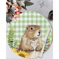 thumbnail image 1 of 15 Inch Round Placemats Set of 4, Groundhog Day Non Slip Heat Insulation PP Table Mats, Green Plaid Sunflower Spring Floral Washable Place Mats for Kitchen Dining Party Table Decor, 1 of 7
