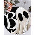thumbnail image 1 of 15 Inch Round Placemats Set of 4, Halloween Non Slip Heat Insulation PP Table Mats, Cartoon Funny Error Ghost Black Washable Place Mats for Kitchen Dining Party Table Decor, 1 of 7