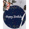 thumbnail image 1 of 15 Inch Round Placemats Set of 4, Happy Birthday Non Slip Heat Insulation PP Table Mats, Navy Blue Modern Abstract Art Washable Place Mats for Kitchen Dining Party Table Decor, 1 of 7