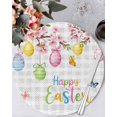 thumbnail image 1 of 15 Inch Round Placemats Set of 4, Happy Easter Non Slip Heat Insulation PP Table Mats, Spring Colorful Eggs Butterfly Grey Plaid Washable Place Mats for Kitchen Dining Party Table Decor, 1 of 7