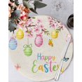 thumbnail image 1 of 15 Inch Round Placemats Set of 4, Happy Easter Non Slip Heat Insulation PP Table Mats, Spring Colorful Eggs Butterfly on Linen Washable Place Mats for Kitchen Dining Party Table Decor, 1 of 7