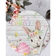 thumbnail image 1 of 15 Inch Round Placemats Set of 4, Happy Easter Non Slip Heat Insulation PP Table Mats, Spring Easter Bunny Eggs Floral Gray Wooden Washable Place Mats for Kitchen Dining Party Table Decor, 1 of 7