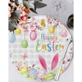 thumbnail image 1 of 15 Inch Round Placemats Set of 4, Happy Easter Non Slip Heat Insulation PP Table Mats, Spring Watercolor Bunny Eggs Flower Grey Plaid Washable Place Mats for Kitchen Dining Party Table Decor, 1 of 7
