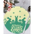 thumbnail image 1 of 15 Inch Round Placemats Set of 4, Happy Easter Rabbits Non Slip Heat Insulation PP Table Mats, Spring Daisy Green Silhouette Yellow Washable Place Mats for Kitchen Dining Party Table Decor, 1 of 7