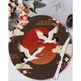 thumbnail image 1 of 15 Inch Round Placemats Set of 4, Japanese Style Non Slip Heat Insulation PP Table Mats, Modern Cranes Cherry Flower Wave Brown Washable Place Mats for Kitchen Dining Party Table Decor, 1 of 7