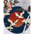 thumbnail image 1 of 15 Inch Round Placemats Set of 4, Japanese Style Non Slip Heat Insulation PP Table Mats, Modern Cranes Cherry Flower Wave Navy Blue Washable Place Mats for Kitchen Dining Party Table Decor, 1 of 7