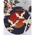 thumbnail image 1 of 15 Inch Round Placemats Set of 4, Japanese Style Non Slip Heat Insulation PP Table Mats, Modern Cranes Cherry Flower Wave Red Blue Washable Place Mats for Kitchen Dining Party Table Decor, 1 of 7