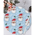 thumbnail image 1 of 15 Inch Round Placemats Set of 4, Merry Christmas Non Slip Heat Insulation PP Table Mats, Santa Claus Xmas Winter Leaves Snowflake Sky Blue Washable Place Mats for Kitchen Dining Party Table Decor, 1 of 7