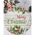 thumbnail image 1 of 15 Inch Round Placemats Set of 4, Merry Christmas Non Slip Heat Insulation PP Table Mats, Xmas Winter Pine Needles Berries Wood Washable Place Mats for Kitchen Dining Party Table Decor, 1 of 7
