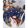 thumbnail image 1 of 15 Inch Round Placemats Set of 4, Navy Blue Christmas Non Slip Heat Insulation PP Table Mats, Snowman Xmas Tree Ball Snowflake Winter Washable Place Mats for Kitchen Dining Party Table Decor, 1 of 7