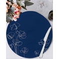 thumbnail image 1 of 15 Inch Round Placemats Set of 4, Navy Blue Flowers Non Slip Heat Insulation PP Table Mats, Rustic Abstract Floral Simple Art Washable Place Mats for Kitchen Dining Party Table Decor, 1 of 7