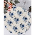 thumbnail image 1 of 15 Inch Round Placemats Set of 4, Navy Blue Spring Floral Non Slip Heat Insulation PP Table Mats, Farmhouse Flowers Modern Art Washable Place Mats for Kitchen Dining Party Table Decor, 1 of 7
