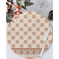 thumbnail image 1 of 15 Inch Round Placemats Set of 4, Orange Floral Non Slip Heat Insulation PP Table Mats, Country Boho Ethnic Art Flowers Motifs Washable Place Mats for Kitchen Dining Party Table Decor, 1 of 7