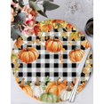 thumbnail image 1 of 15 Inch Round Placemats Set of 4, Orange Green Pumpkins Fall Non Slip Heat Insulation PP Table Mats, Thanksgiving Botanical Plaid Washable Place Mats for Kitchen Dining Party Table Decor, 1 of 7