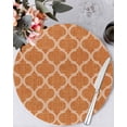 thumbnail image 1 of 15 Inch Round Placemats Set of 4, Orange Morocco Non Slip Heat Insulation PP Table Mats, Farmhouse Ethnic Geometric Grid Aesthetic Washable Place Mats for Kitchen Dining Party Table Decor, 1 of 7