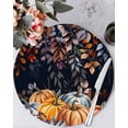 thumbnail image 1 of 15 Inch Round Placemats Set of 4, Orange Pumpkin Fall Non Slip Heat Insulation PP Table Mats, Thanksgiving Eucalyptus Leaf Autumn Washable Place Mats for Kitchen Dining Party Table Decor, 1 of 7