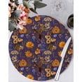 thumbnail image 1 of 15 Inch Round Placemats Set of 4, Orange Purple Spring Floral Non Slip Heat Insulation PP Table Mats, Vintage Botanical Summer Flower Washable Place Mats for Kitchen Dining Party Table Decor, 1 of 7