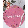 thumbnail image 1 of 15 Inch Round Placemats Set of 4, Pink Birthday Non Slip Heat Insulation PP Table Mats, Colorful Confetti Ribbons Polka Dots Classroom Washable Place Mats for Kitchen Dining Party Table Decor, 1 of 7