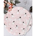 thumbnail image 1 of 15 Inch Round Placemats Set of 4, Pink Christmas Non Slip Heat Insulation PP Table Mats, Xmas Snowflake Snowman Washable Place Mats for Kitchen Dining Party Table Decor, 1 of 7