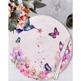 thumbnail image 1 of 15 Inch Round Placemats Set of 4, Pink Flower Non Slip Heat Insulation PP Table Mats, Spring Floral Butterflies Birds Elegant Pastoral Washable Place Mats for Kitchen Dining Party Table Decor, 1 of 7