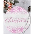 thumbnail image 1 of 15 Inch Round Placemats Set of 4, Pink Merry Christmas Non Slip Heat Insulation PP Table Mats, Winter Snowflake Xmas Aesthetic Washable Place Mats for Kitchen Dining Party Table Decor, 1 of 7