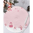 thumbnail image 1 of 15 Inch Round Placemats Set of 4, Pink Snowman Christmas Non Slip Heat Insulation PP Table Mats, Winter Snowflake Pine Xmas Tree Washable Place Mats for Kitchen Dining Party Table Decor, 1 of 7