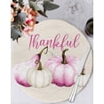 thumbnail image 1 of 15 Inch Round Placemats Set of 4, Pink White Pumpkin Non Slip Heat Insulation PP Table Mats, Fall Thanksgiving Retro Light Beige Washable Place Mats for Kitchen Dining Party Table Decor, 1 of 7
