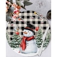 thumbnail image 1 of 15 Inch Round Placemats Set of 4, Plaid Snowman Christmas Non Slip Heat Insulation PP Table Mats, Xmas Tree Snowflake Birds Branches Washable Place Mats for Kitchen Dining Party Table Decor, 1 of 7