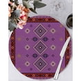 thumbnail image 1 of 15 Inch Round Placemats Set of 4, Purple Boho Non Slip Heat Insulation PP Table Mats, Country Abstract Geometric Ethnic Aesthetic Washable Place Mats for Kitchen Dining Party Table Decor, 1 of 7