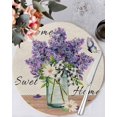 thumbnail image 1 of 15 Inch Round Placemats Set of 4, Purple Lavender Non Slip Heat Insulation PP Table Mats, Spring Floral Daisy Butterfly Leaves Beige Washable Place Mats for Kitchen Dining Party Table Decor, 1 of 7