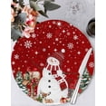 thumbnail image 1 of 15 Inch Round Placemats Set of 4, Red Christmas Non Slip Heat Insulation PP Table Mats, Snowman Gifts Xmas Tree Snowflake Winter Washable Place Mats for Kitchen Dining Party Table Decor, 1 of 7