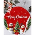 thumbnail image 1 of 15 Inch Round Placemats Set of 4, Red Christmas Snowman Non Slip Heat Insulation PP Table Mats, Winter Snowflake Green Xmas Tree Washable Place Mats for Kitchen Dining Party Table Decor, 1 of 7