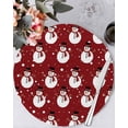 thumbnail image 1 of 15 Inch Round Placemats Set of 4, Red Christmas Snowman Non Slip Heat Insulation PP Table Mats, Winter Xmas Snowflake Cute Washable Place Mats for Kitchen Dining Party Table Decor, 1 of 7