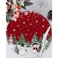thumbnail image 1 of 15 Inch Round Placemats Set of 4, Red Christmas Snowman Non Slip Heat Insulation PP Table Mats, Xmas Snowflake Tree Winter Washable Place Mats for Kitchen Dining Party Table Decor, 1 of 7
