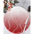 thumbnail image 1 of 15 Inch Round Placemats Set of 4, Red Geometric Non Slip Heat Insulation PP Table Mats, Modern White Stripe Abstract Distortion Art Washable Place Mats for Kitchen Dining Party Table Decor, 1 of 7