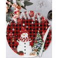 thumbnail image 1 of 15 Inch Round Placemats Set of 4, Red Plaid Christmas Non Slip Heat Insulation PP Table Mats, Snowman Xmas Balls Pine Needle Tree Washable Place Mats for Kitchen Dining Party Table Decor, 1 of 7