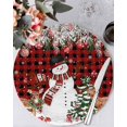thumbnail image 1 of 15 Inch Round Placemats Set of 4, Red Plaid Christmas Non Slip Heat Insulation PP Table Mats, Snowman Xmas Tree Ball Elk Snowflake Washable Place Mats for Kitchen Dining Party Table Decor, 1 of 7