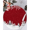 thumbnail image 1 of 15 Inch Round Placemats Set of 4, Red Snowman Christmas Non Slip Heat Insulation PP Table Mats, Winter Snowflake Pine Xmas Tree Washable Place Mats for Kitchen Dining Party Table Decor, 1 of 7