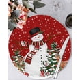 thumbnail image 1 of 15 Inch Round Placemats Set of 4, Red Snowman Christmas Non Slip Heat Insulation PP Table Mats, Xmas Tree Ball Snowflake Elk Washable Place Mats for Kitchen Dining Party Table Decor, 1 of 7