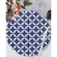 thumbnail image 1 of 15 Inch Round Placemats Set of 4, Retro Rhombus Non Slip Heat Insulation PP Table Mats, Morocco Abstract Geometric Art Navy Blue Washable Place Mats for Kitchen Dining Party Table Decor, 1 of 7