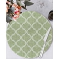 thumbnail image 1 of 15 Inch Round Placemats Set of 4, Sage Green Moroccan Non Slip Heat Insulation PP Table Mats, Boho Ethnic Chic Abstract Geometric Washable Place Mats for Kitchen Dining Party Table Decor, 1 of 7
