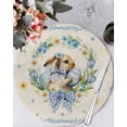 thumbnail image 1 of 15 Inch Round Placemats Set of 4, Spring Easter Non Slip Heat Insulation PP Table Mats, Cute Rabbits Eggs Bow Daisy Tulips Plants Beige Washable Place Mats for Kitchen Dining Party Table Decor, 1 of 7