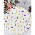 thumbnail image 1 of 15 Inch Round Placemats Set of 4, Spring Easter Non Slip Heat Insulation PP Table Mats, Yellow Green Purple Bunny Botanical Washable Place Mats for Kitchen Dining Party Table Decor, 1 of 7