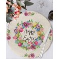 thumbnail image 1 of 15 Inch Round Placemats Set of 4, Spring Floral Non Slip Heat Insulation PP Table Mats, Watercolor Easter Eggs Wreath Plants Beige Washable Place Mats for Kitchen Dining Party Table Decor, 1 of 7