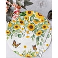 thumbnail image 1 of 15 Inch Round Placemats Set of 4, Spring Sunflowers Non Slip Heat Insulation PP Table Mats, Eucalyptus Leaves Flowers Butterfly Washable Place Mats for Kitchen Dining Party Table Decor, 1 of 7