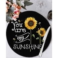 thumbnail image 1 of 15 Inch Round Placemats Set of 4, Sunflowers Non Slip Heat Insulation PP Table Mats, Modern Bee You Are My Sunshine Black Washable Place Mats for Kitchen Dining Party Table Decor, 1 of 7