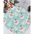 thumbnail image 1 of 15 Inch Round Placemats Set of 4, Teal Blue Christmas Non Slip Heat Insulation PP Table Mats, Santa Xmas Tree Snowflake Winter Washable Place Mats for Kitchen Dining Party Table Decor, 1 of 7
