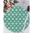 thumbnail image 1 of 15 Inch Round Placemats Set of 4, Teal Green Floral Non Slip Heat Insulation PP Table Mats, Spring Flowers Modern Abstract Art Farmhouse Washable Place Mats for Kitchen Dining Party Table Decor, 1 of 7