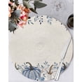 thumbnail image 1 of 15 Inch Round Placemats Set of 4, Thanksgiving Non Slip Heat Insulation PP Table Mats, Fall Country Blue White Pumpkin Leaves Washable Place Mats for Kitchen Dining Party Table Decor, 1 of 7
